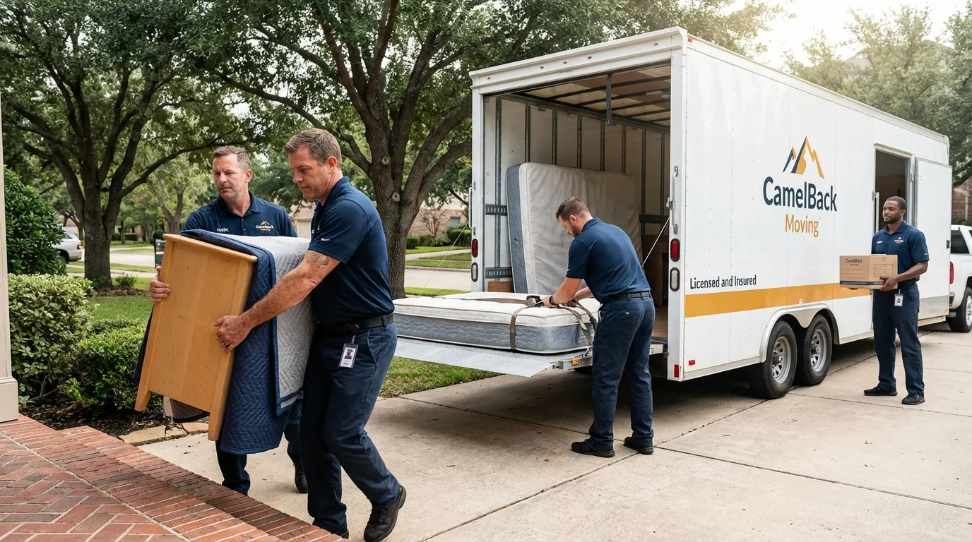 Crew loading residential truck for cross-state move from Swanzey, NH